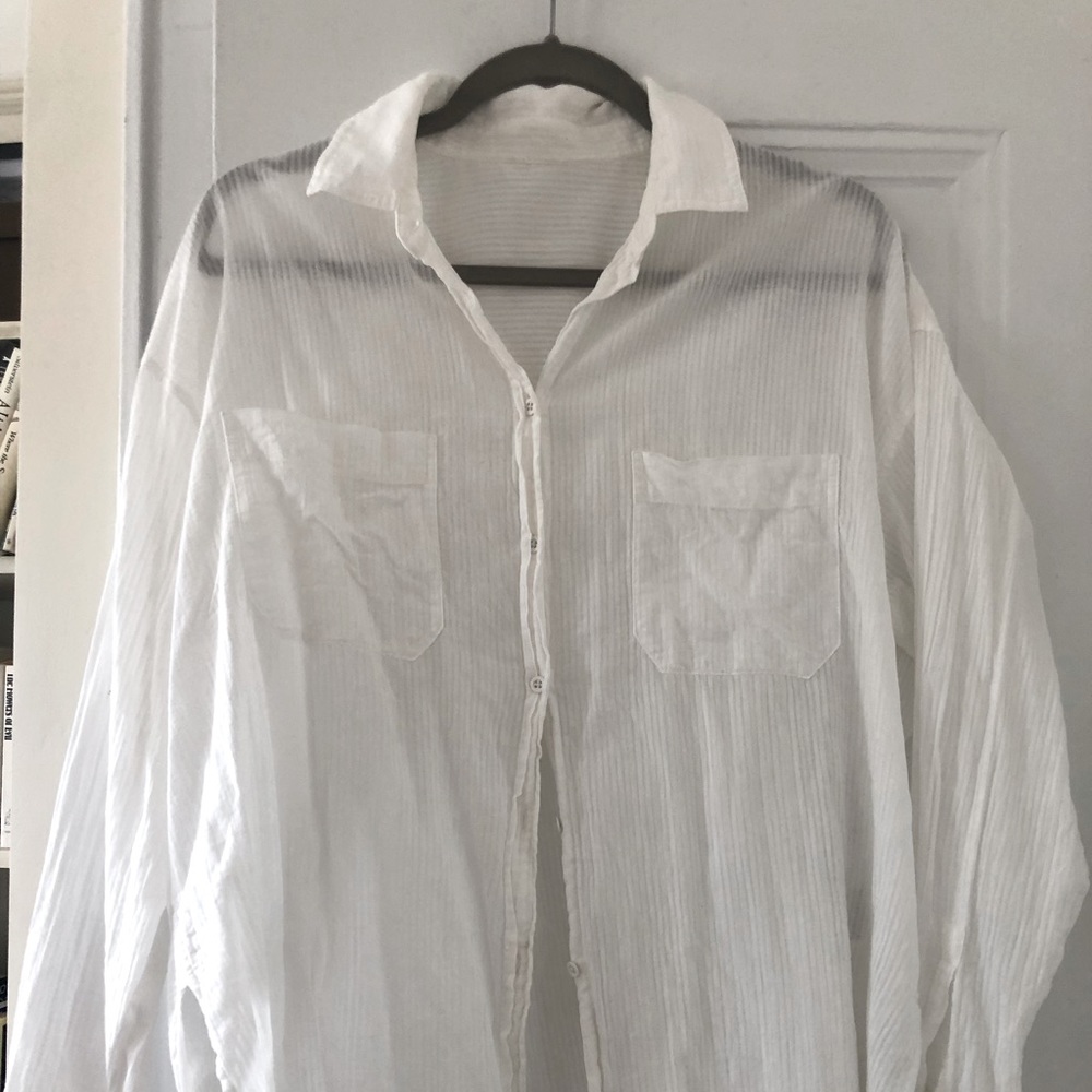 Vince gauzy cotton white button down